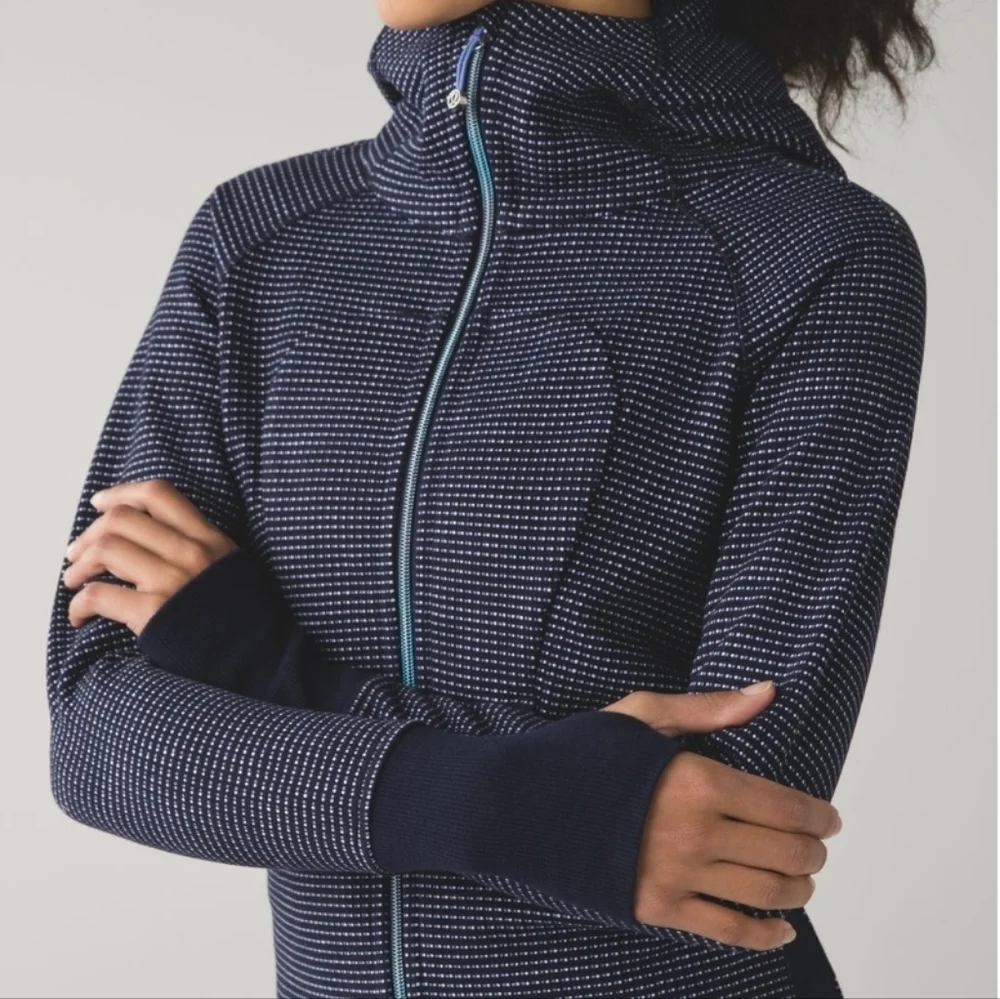 Lululemon Full Zip Scuba Hoodie III Double Dot Naval Blue Lullaby Purple Size 2